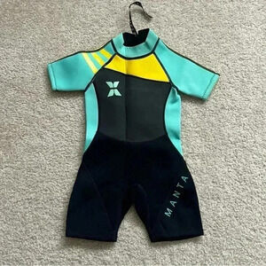 DIVE & SAIL Manta Kids Warm Wetsuit One Piece UV Protection Shorty Suit Sz Med